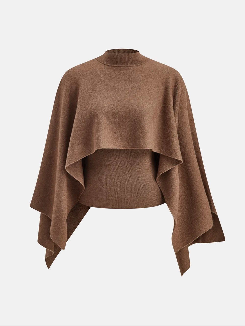 Commense Brown Knit Tank & Capelet Set XS | Quiet Luxury Two-Piece Sweater Set - Picture 3 of 8